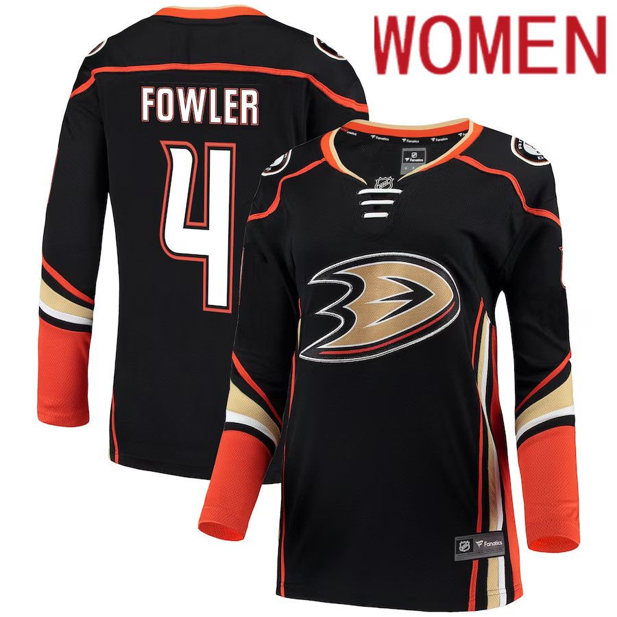 Women Anaheim Ducks 4 Cam Fowler Fanatics Branded Black Breakaway NHL Jersey